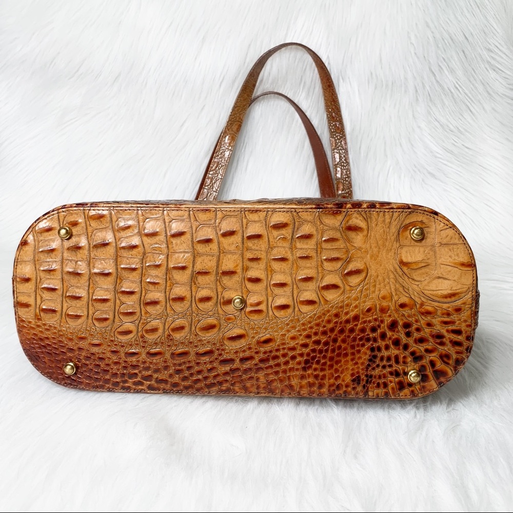 SOLD-Brahmin Vintage Toasted Almond Croc Embossed Ombre Leather Tote - Picture 9 of 12